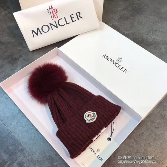 MONCIER蒙口 毛線配狐狸毛球 經典針織羊毛帽 LLWJ8470